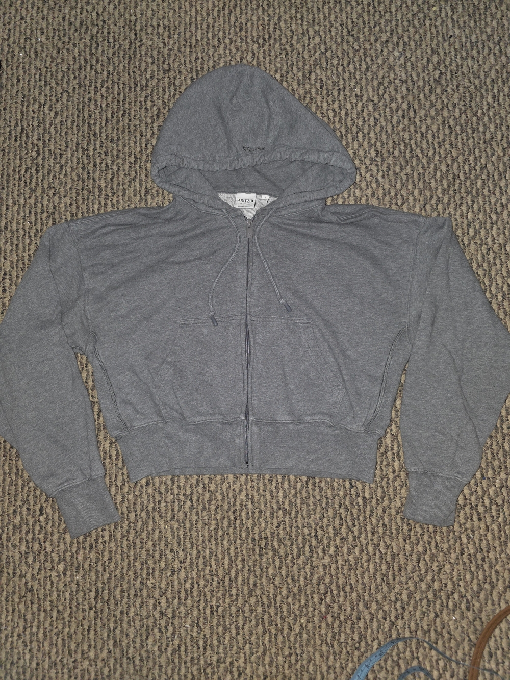 Aritzia Charcoal Gray Cropped Zip Hoodie